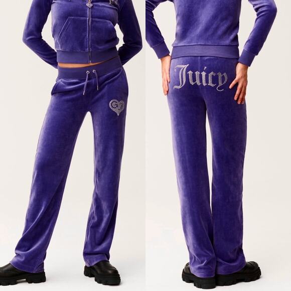 Juicy Couture x Ganni Purple Velour Straight Leg Sweatpants S Y2K - Picture 1 of 11